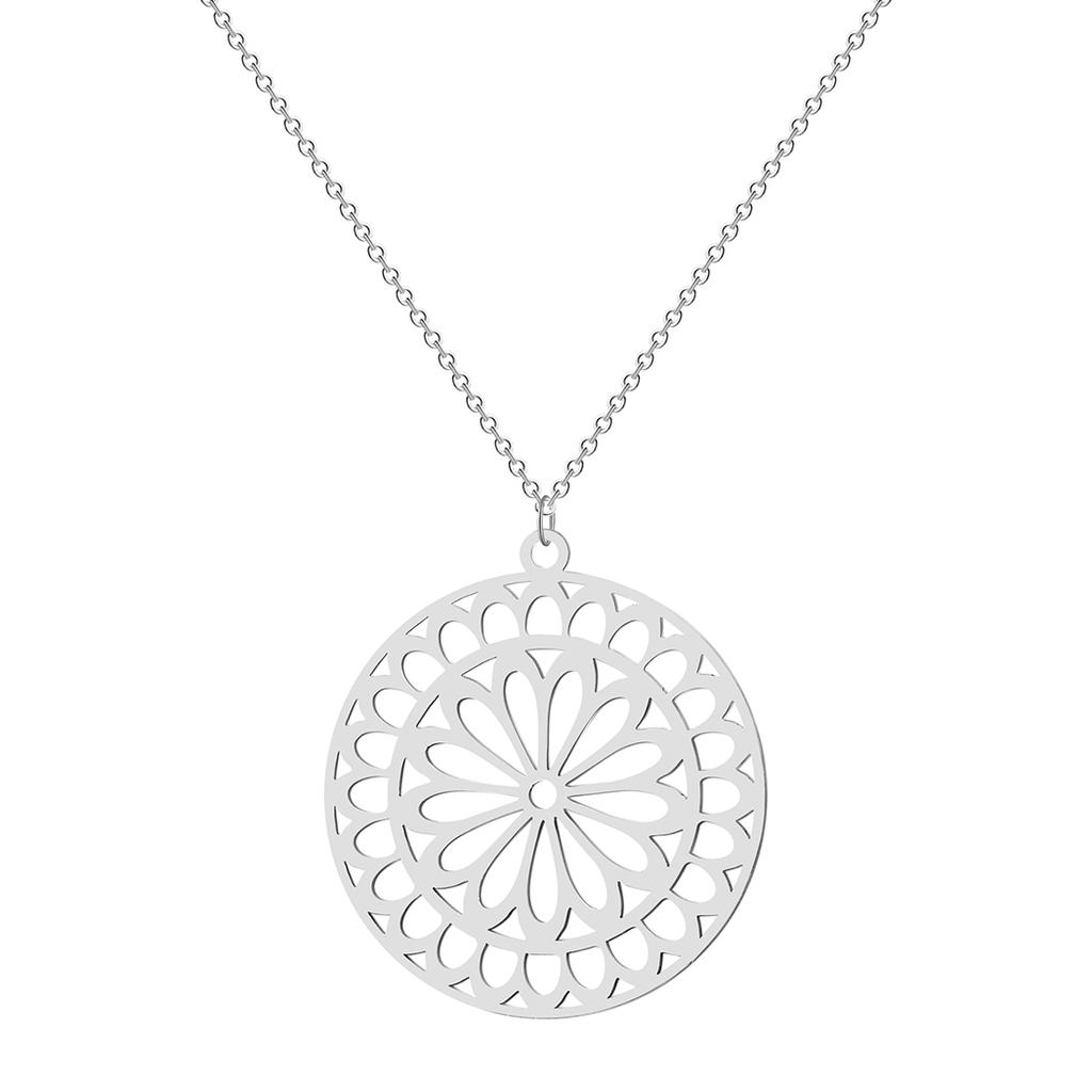Kinitial New Mandala Flower Pendant Choker Necklaces For Women Floral Charm Necklaces & Pendants Collar Collier Femme Jewelry