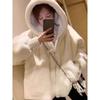 Winter Women's Loose Hooded Cotton Thickened Medium and Long Imitation Rose Rabbit Fur Jacket Imitation Fur Coat Sweater