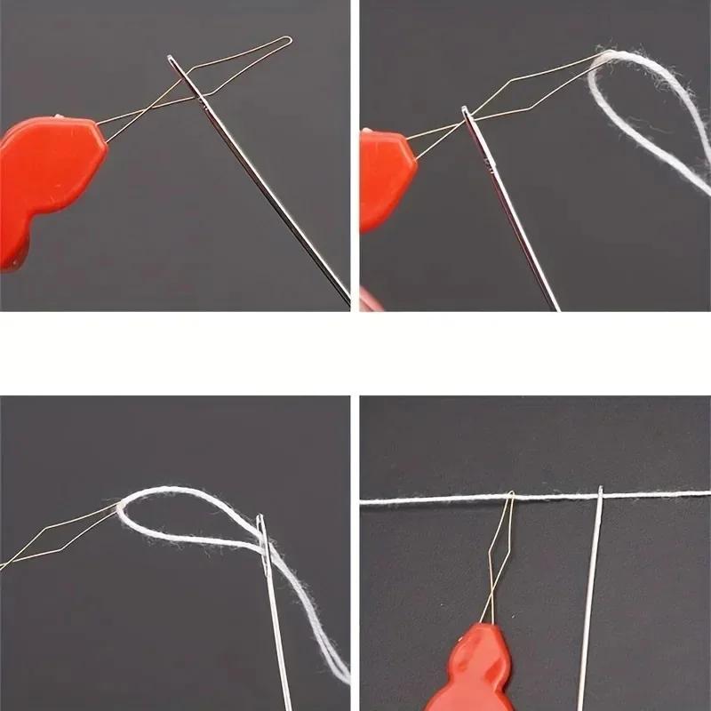 2/10Pcs Needle Threader Stitch Insertion Tool for Sewing Machine Plastic Wire Loop for Needles Needleswork Threader Sewing Tools