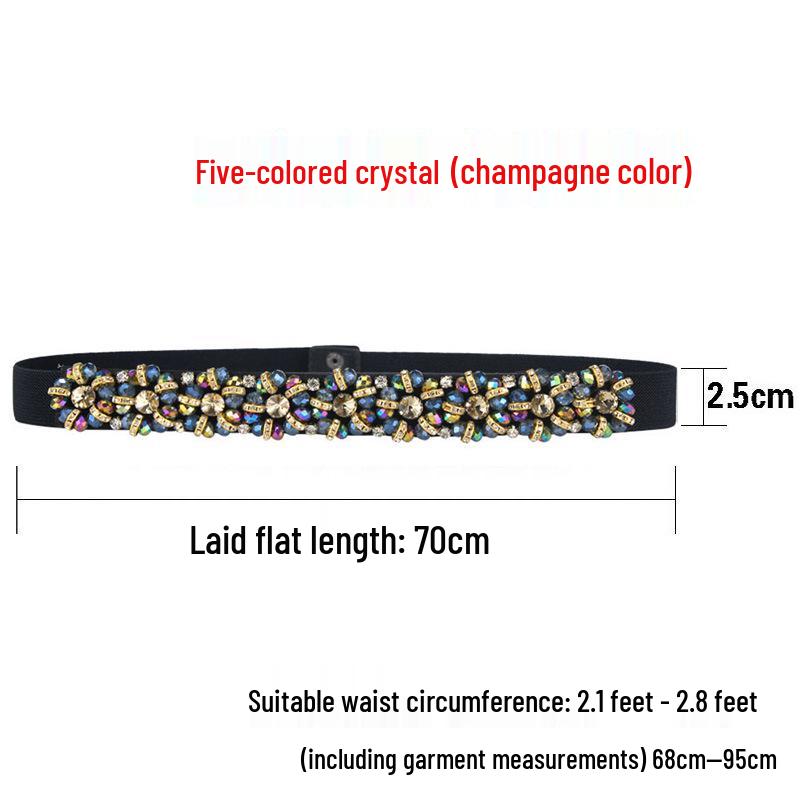 Women's Rhinestone Flower Elastic Waist Belt