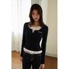 EGOIST Flower Layered Ruffle Long Sleeve T shirT  es2oTl06 