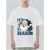 Christmas T-Shirt Black Santa Claus With It's The Season Text And Holiday Decorations For Festive Season