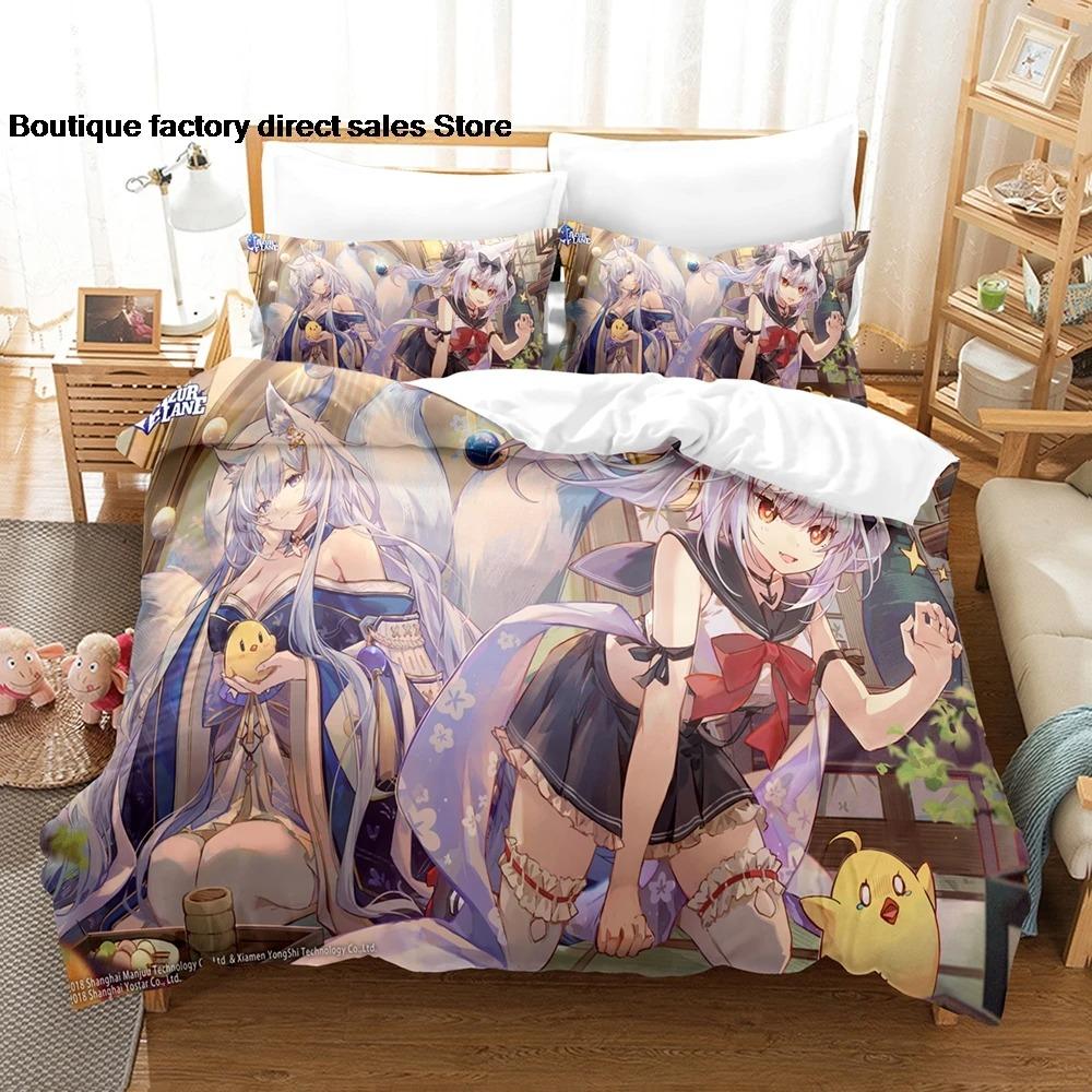 Azur Lane Anime Bedding Set Single Twin Full Queen King Size Duvet Cover Bed Sheet Set 2-3PCS