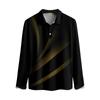 Herren-Revers-Langarm-bedrucktes Freizeit-Oberteil, lockeres Sport-Revers-Hemd