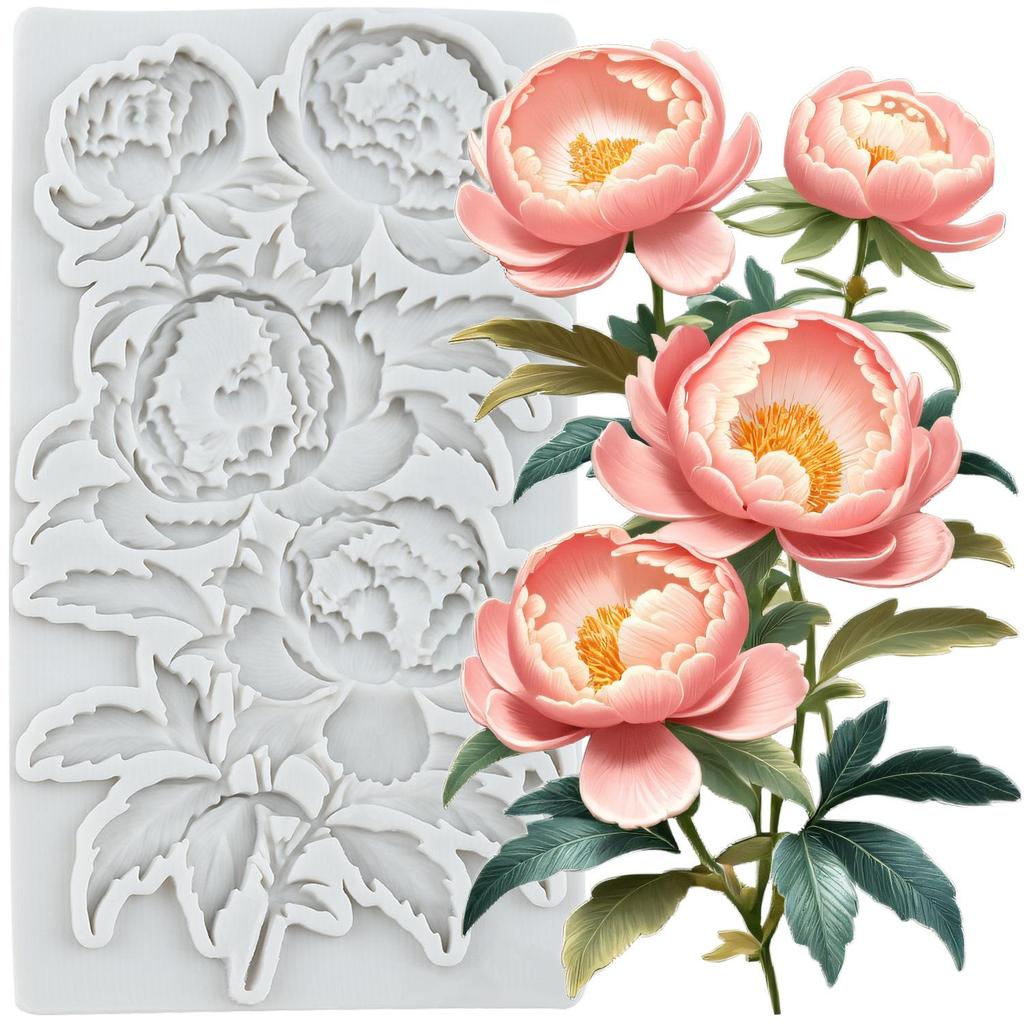 Pivoňka Květ Silikonová Forma Květ Fondánové Formy Nástroje na Zdobení Dortů Téma Dort Dezert Zdobená Forma na Čokoládu Cukrovinky