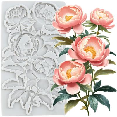 Peony Flower Silicone Mold Flower Fondant Molds Cake Decorating Tools Theme Cake Dessert Decorated Chocolate Candy Mold