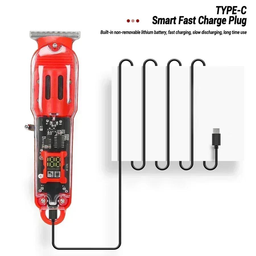 Powerful Hair Clipper with Digital Display Rechargeable Electric Retro Oil Head Electric Fader Hair Salon Professional Scissors