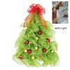 Plaid Mesh Wreath Red Bow Xmas Hanging Ornament Christmas Tree Shaped Wreath  Holiday Decoration