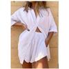 Damen Unifarbene Kurzarmhemd Shorts Lässiges Set
