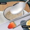 4 Set Chopsticks Spoon Cutlery Set Reusable Stainless Steel Non-slip Sushi Sticks Food soup Spoon Dinnerware Set