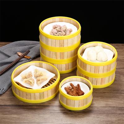 Dampfgarer aus natürlichem Bambus in mehreren Größen für Teigtaschen mit Deckel, Dampfgitter für Zuhause, Reis-Dim-Sum-Korb, Kochzubehör für die Küche