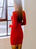 ISLAYCAOLILA EA6 Jose a mini dress perfect for club or party Features a high long and a high Orange Women's Dress, tight-fitting wear. turtleneck,