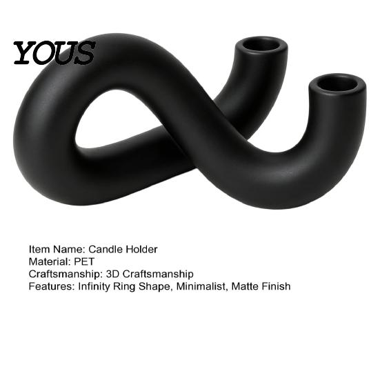Unique 3D Printed Candle Stand Infinity Loop Taper Holder, Abstract 2?Candlestick Geometric for Two Candles Minimalist Dining Table Decor,