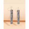 1 Pair Vintage Distressed Vertical Striped Floral Relief Drop Earrings, Long Earrings With Tang Grass Pattern