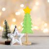 Small Tabletop Christmas Tree Ornament with Wooden Base Mini Artificial Christmas Tree Holiday Home Decoration