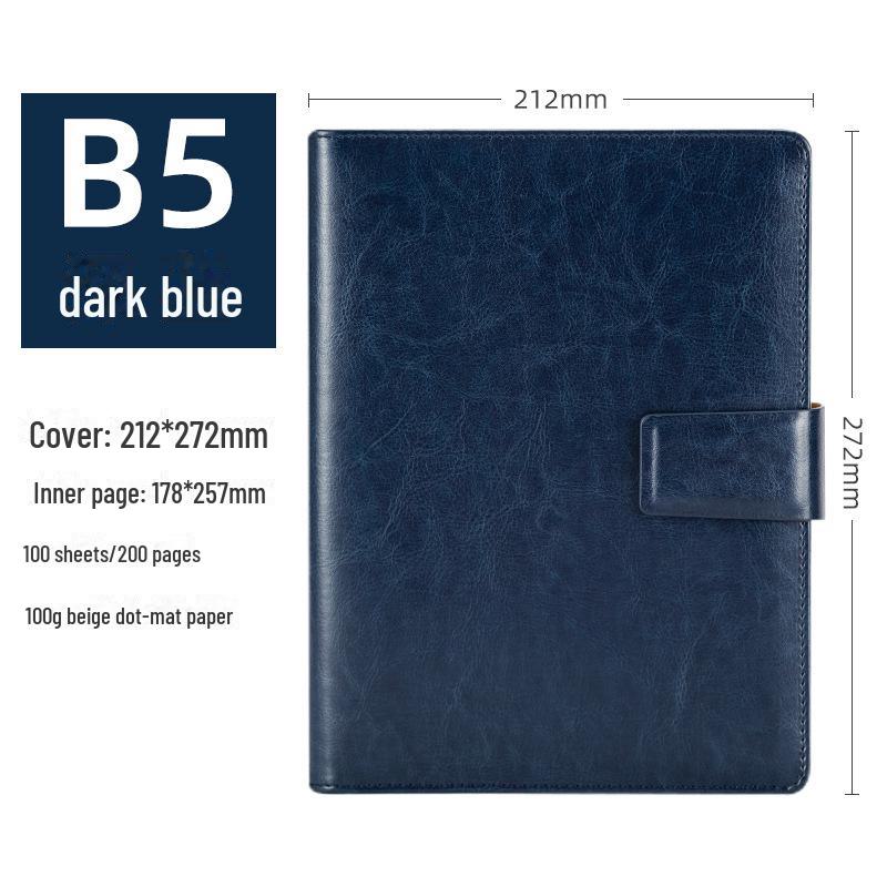 Business Leather A5 Notebook - Detachable Loose-Leaf for Office Meetings and Sales Contracts