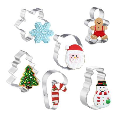 6 Stück Weihnachtsplätzchen Ausstecher Formen Stempel Sugarcraft Dekoration Kuchenwerkzeuge Keksausstecher Weihnachtsmann Fondant Dekorationswerkzeuge