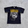 Vintage 90s Nirvana Distressed Graphic Logo Tee Shirt Size M Black