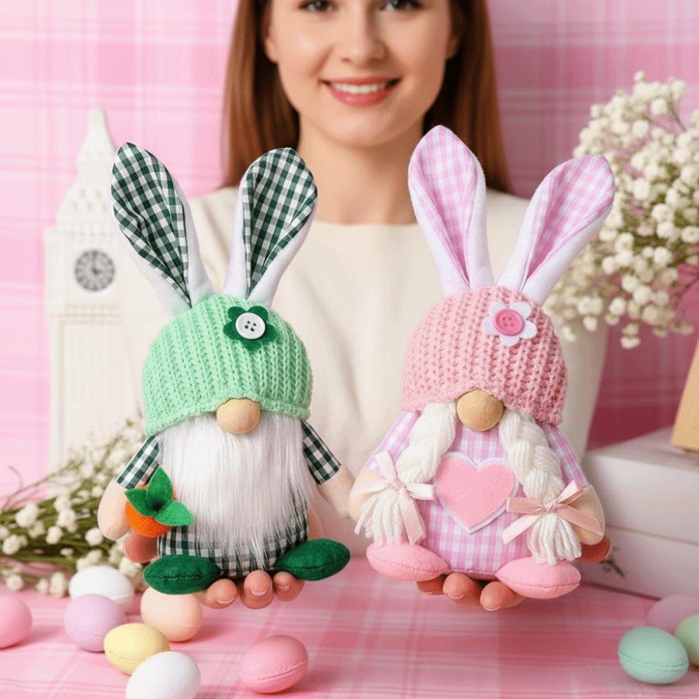 Plush Material Faceless Couple Doll Easter Gifts Easter Bunny Ear  Home Decoration