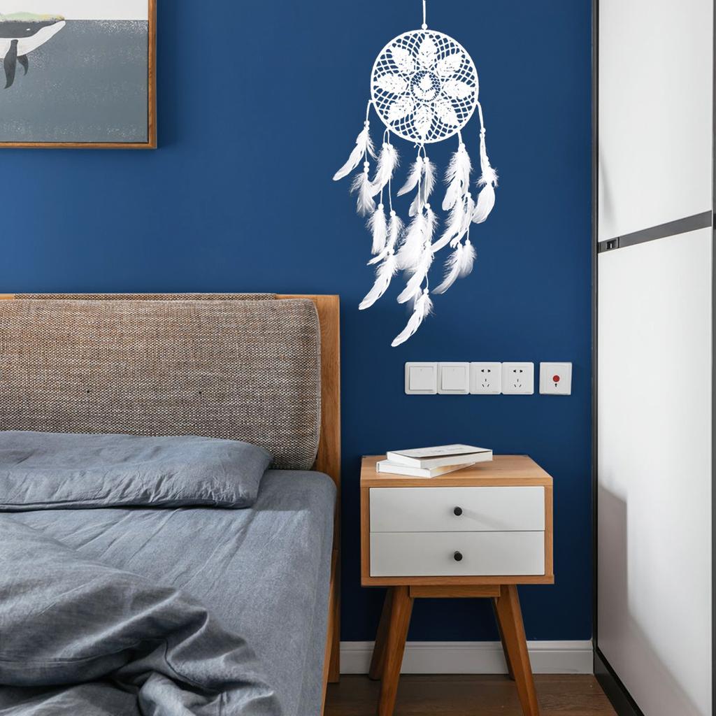 1Pc Leaves Flowers White Feather Dream Catcher Pendant for Wedding Living Room Bedroom Decoration
