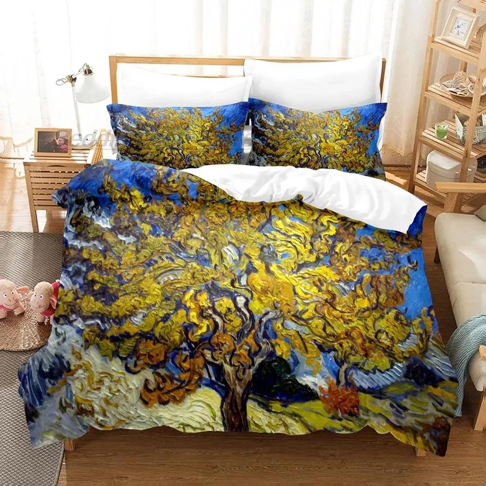 

Van Gogh Bedding Set Single Full Queen King Size Bed Set With Pillowcase Aldult Kid Bedroom Duvetcover Sets 3D Retro Classic EU single(135x200cm)