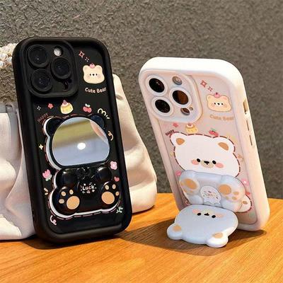 Applicable To Honor 600Pro Mobile Phone Case Honor500 Cute Cartoon Bear Mirror Holder X8 Protective Case