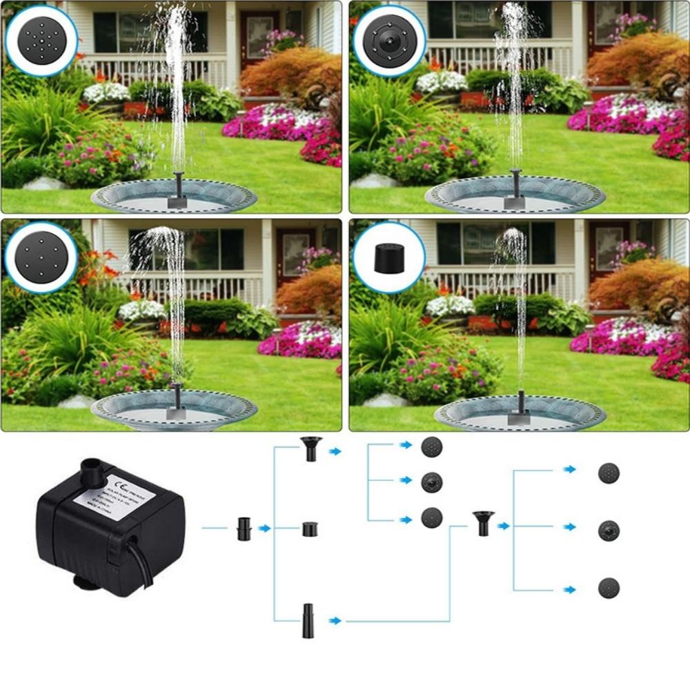 Solar Water Pump Adjustable Nozzles 1.5/2.5W Solar Panel Powered Fountain System for Indoor/Outdoor Ponds Gardens & Bird Baths