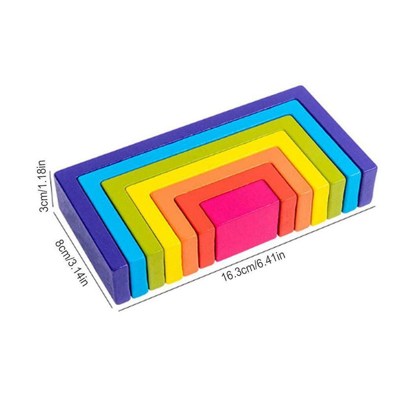 Arcoíris De Madera De 7 Piezas En Colores Suaves – Juego De Apilamiento Educativo Para Niños De 1 Año En Adelante