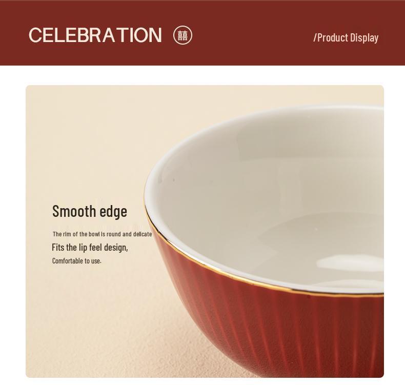 Double Happiness Wedding Bowl & Chopsticks Set: Creative Red Ceramic Gift for Newlyweds