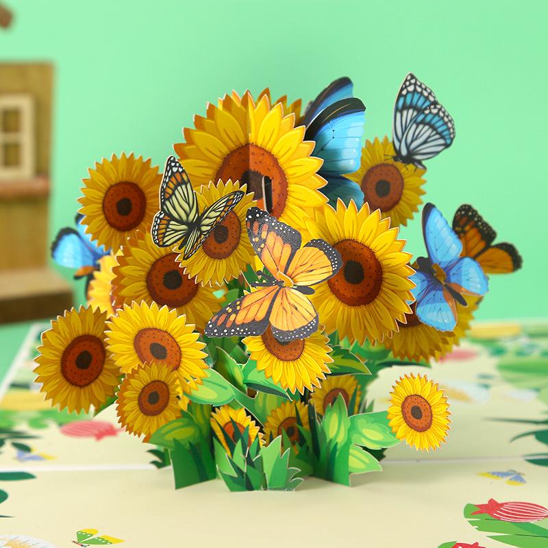 3D Sunflower Butterfly Pop-up Thank You Card for Teacher s Day