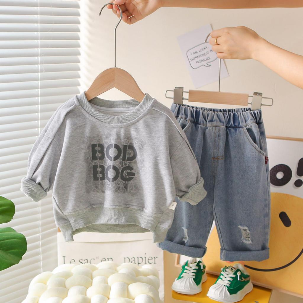 Kids Casual Long-Sleeve Set, Comfortable Daily Wear Outfits