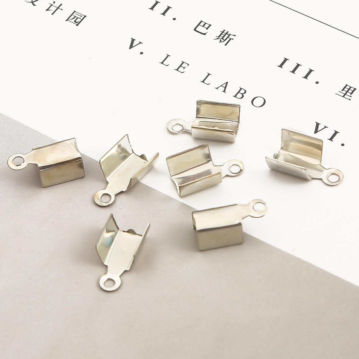 

200 шт., зажимы с железным концом, крепежные ленты, обжимная пряжка, ювелирные изделия, аксессуары «сделай сам» 4x9mm роман серебряный