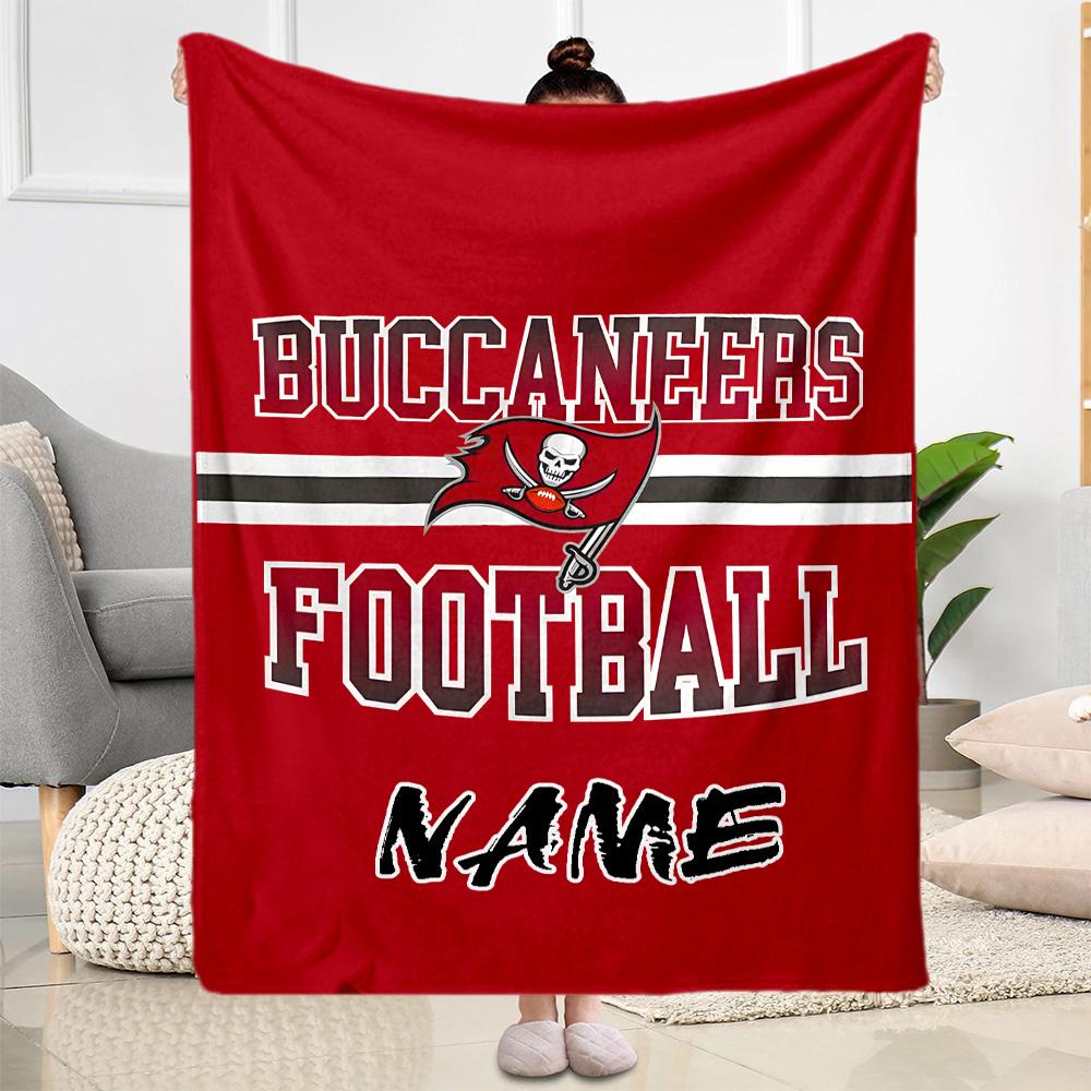 Buccaneers Football Team Spirit Personalized Text Blanket Gift Customizable Blanket Soft & Cozy Versatile for Living Room Sofa Home Decor Livingroom