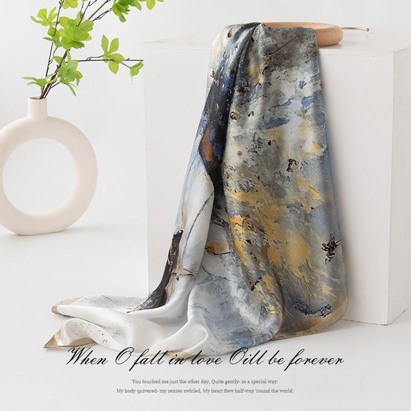 Silk Scarf Mom 100% Mulberry Square Shawl Premium Gift Women Fashionable All-Season Accessory