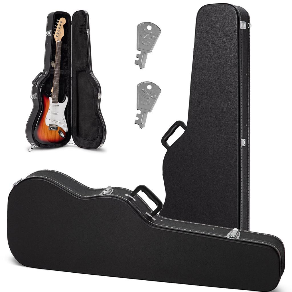 CAHAYA Guitar Electric Guitar Hard Case with 25mm Thick Padded Neck 2 PVC Easy To Storage Black CY0343 Case, Pillow, Keys, Material, Waterproof,