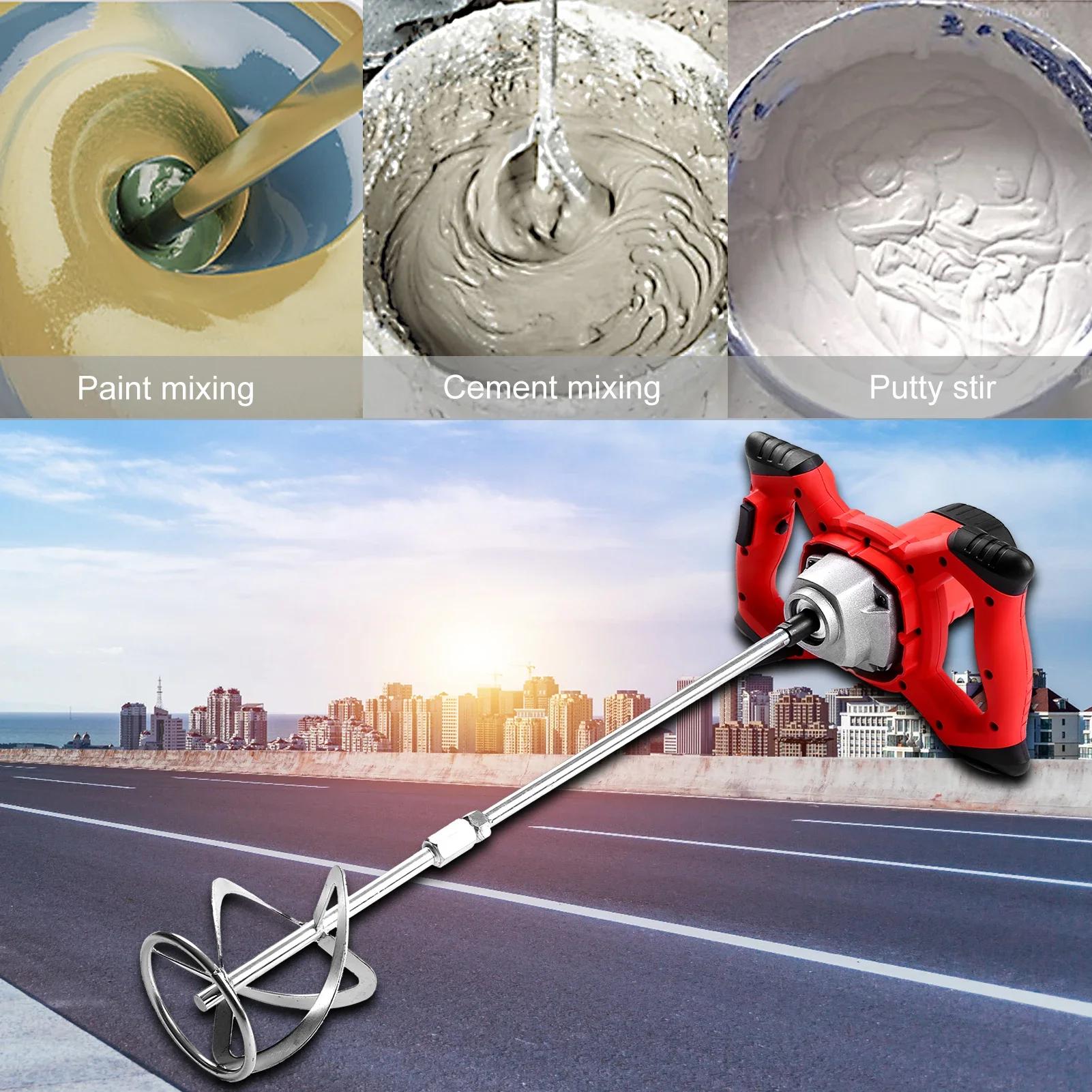 2100W Electric Cement Mixer Stirrer Heavy Duty 6-Speed Regulation Handheld S-type Concrete Mixer for Mortars Paint Mud Grout rosso
