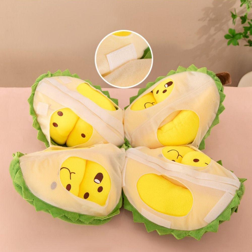 Fluffy Fruit Durian Plush Pillow Soft Peeling Durian Plush Doll  Kids Holiday Gifts