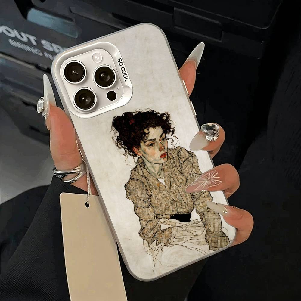 

E-Egon S-Schiele Phone Case For iPhone 17,16,15,14,13,12,11 Plus,Pro Max,XS,white silver phone case iPhone11ProMax