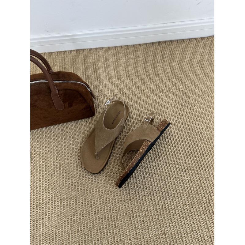 

2025 new summer leisure vacation retro matte flip-flop toe sandals women Roman platform sandals women 39 абрикосовый