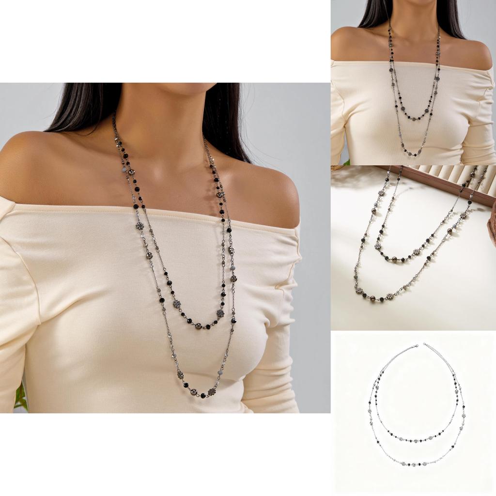 Unique Vintagestyle Layered Necklace With Flower Motif For Women Summer