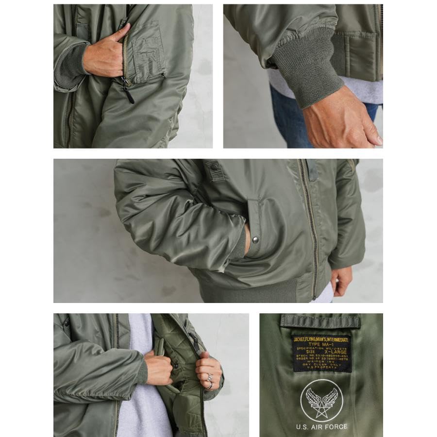 WAIPER US Military First Model Flight Model Inc. MA-1 Jacket, MIL-J-8279 [23WP22] (XXL, NAVY)