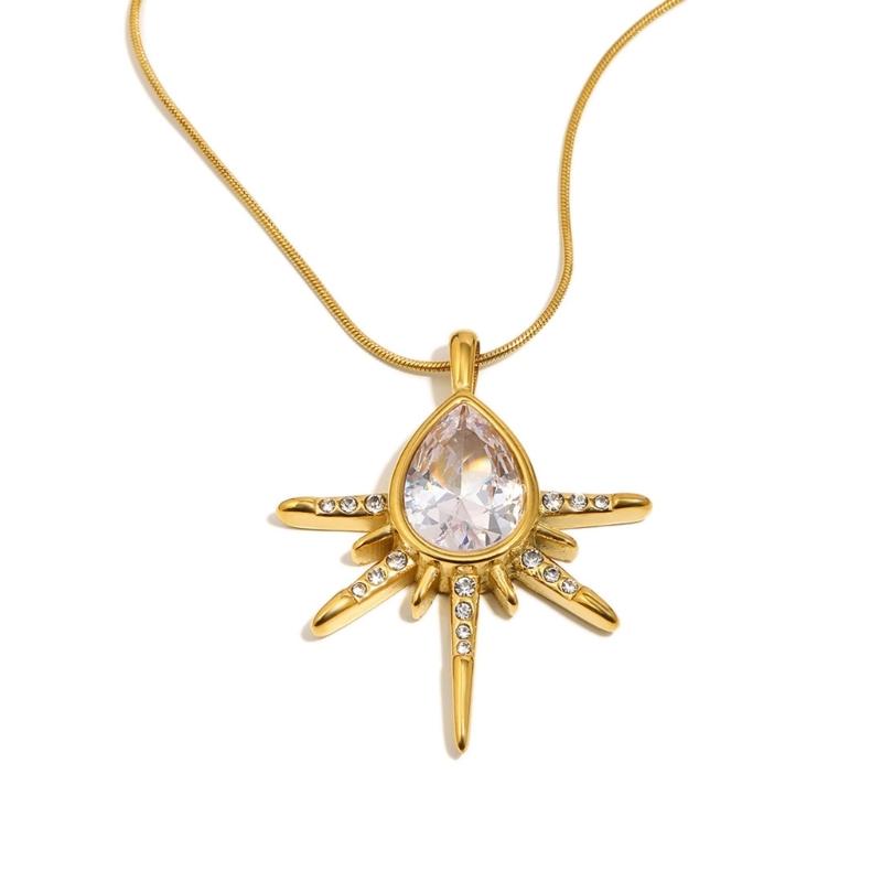 Elegant Water Drop Zircon Necklace With Sparkling Stone Drop Pendant Necklace For Women Fashion Jewelry Gift 1