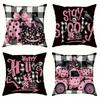 1pc Black Pink Halloween Cushion Cover Pumpkin Printed Washable Cover Halloween Themed Party Living Room Bedroom Decoration