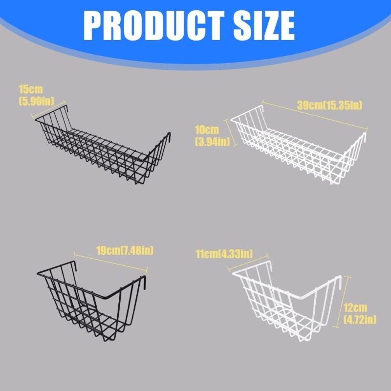 Modern Iron Hanging Basket Shelf With White Grid Design For Efficient Wall Storage Organizers In Homes Bathroom Kitchen