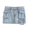 10644- Women's High-Waisted Denim A-Line Mini Skirt with Multi Pockets