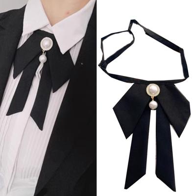 College-Frauen, vorgebundene Fliege, Vintage-Perlenschmuck, Band, Krawatte, Schuluniform, Schleife für Hemdkragen