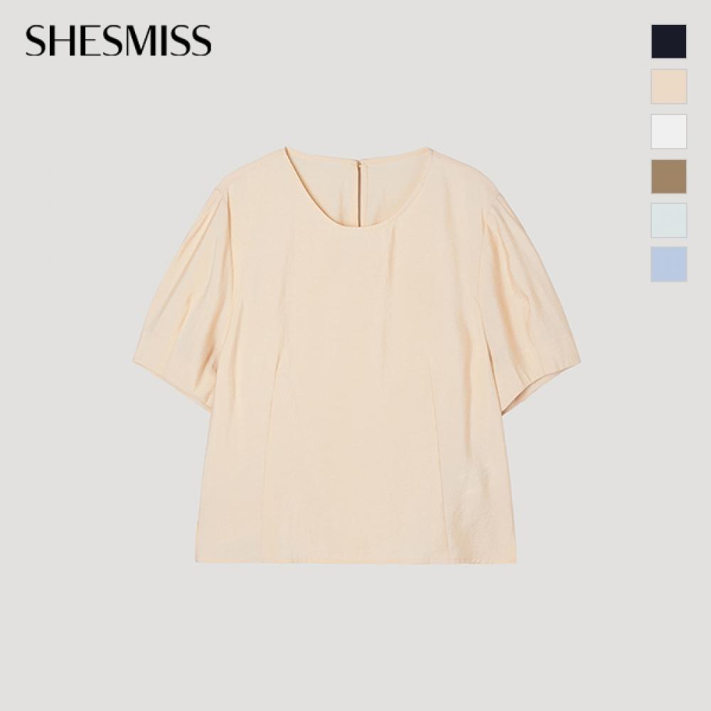 [shs Miss] Round Neck Puff Blouse Swwblp22140