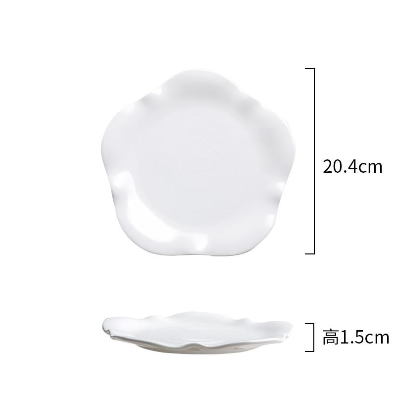 Creative White Ceramic Flower Plates Hotel Restaurant Tableware Modern Irregular White Porcelain Dinner Plates Kitchen Utensils