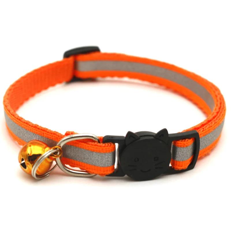 Safety Breakaway Cat Dog Collar Neck Strap Reflective Nylon Kitten Puppy Pet with Colorful Bell Puppy Pet Leash Accessories