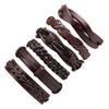 Men's High-End Leather Bracelet Set: Woven Cowhide Waxed Cord, Versatile Six-Piece Collection